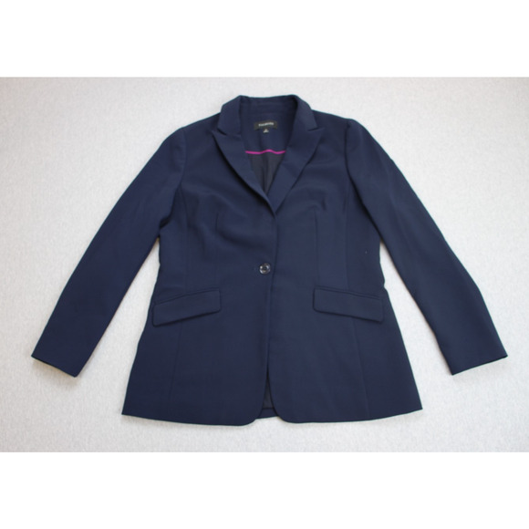 Talbots Blazer Womens Size 8 Navy Blue Stretch One Button Notch Label - Picture 1 of 9